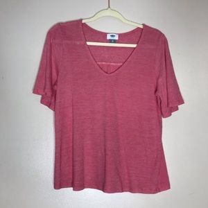 Old Navy pink flutter sleeve linen top XS